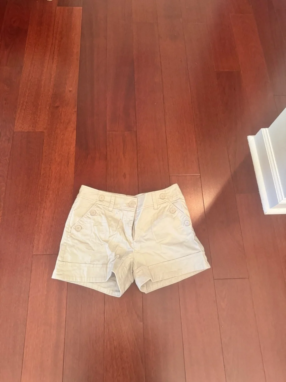 H&M Beige High-Rise Button Pocket Shorts